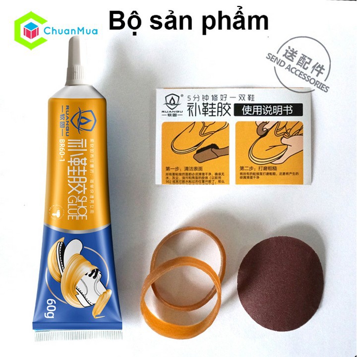 Keo dán giày, đồ da chuyên dụng Shoe Glue 60g, Keo Dán Trong Suốt