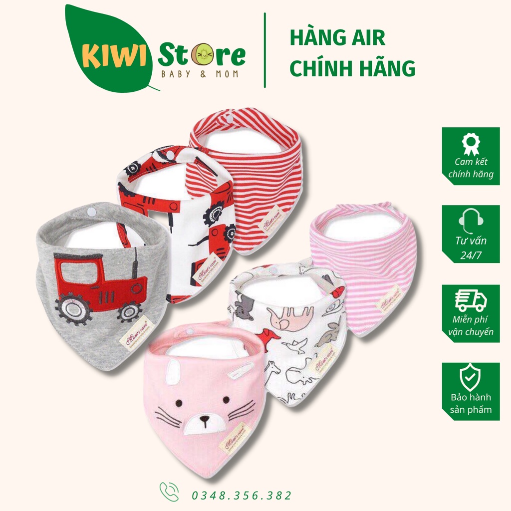 Set 3 yếm tam giác Momcare khuy bấm cho bé