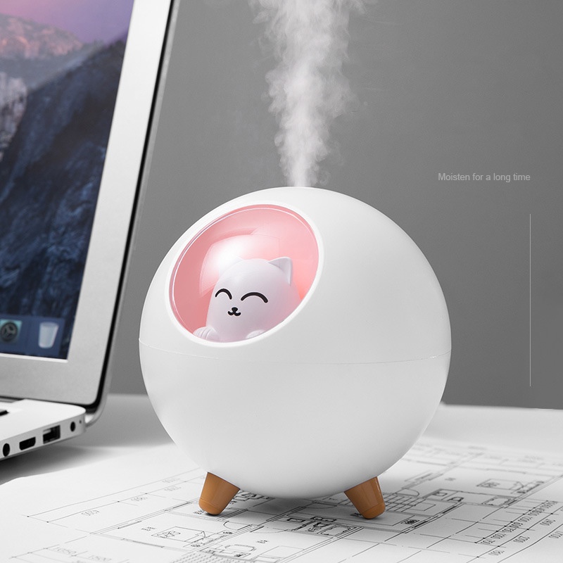 Máy phun sương Fnelse tạo độ ẩm không khí tích hợp led hình chú mèo hành tinh cổng USB mới 220ml