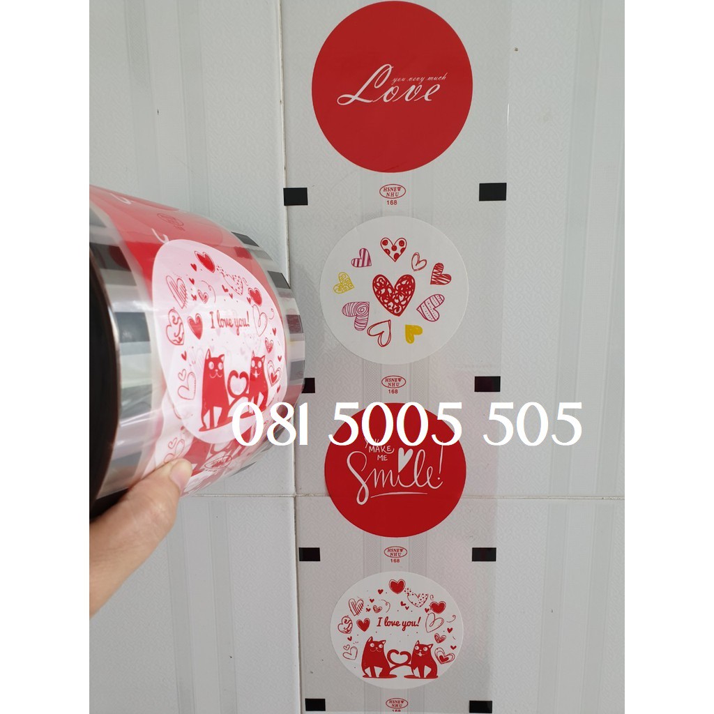 Cuộn màng keo nhựa, nilon, giấy bóng dán đậy, dập, ép nắp miệng ly cốc với nhiều LOGO đẹp tự chọn - Thiết bị trà chanh