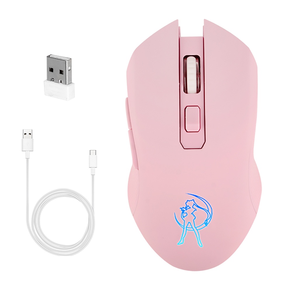 Chuột Quang Không Dây 2.4Ghz LED RGB 2400dpi Sạc USB Dùng Để Chơi Game