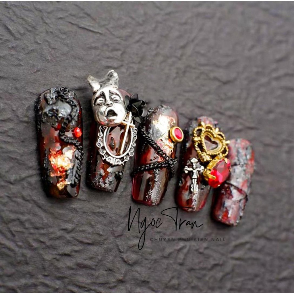 Charm Phụ Kiện Lễ hội HALLOWEEN Kinh Dị Trang Trí Móng Tay | Đầu Lâu Xương Chéo Dơi Satan