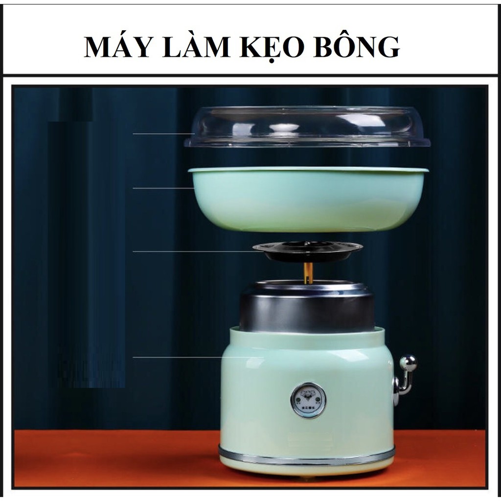 [Sẵn] MÁY LÀM KẸO BÔNG GÒN MINI TIỆN LỢI CHO BÉ- Tặng kèm đường, que làm kẹo bông, muỗm đường