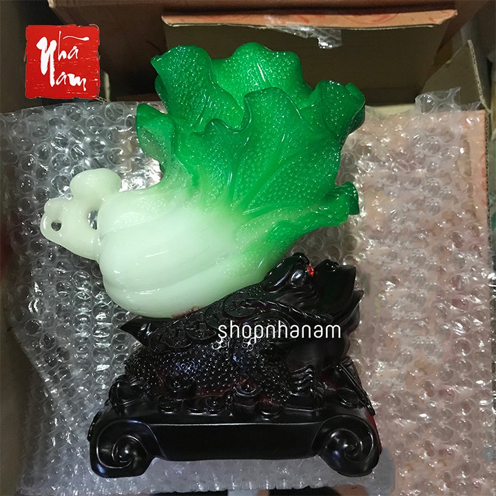 Cóc tài lộc thiềm thừ ngậm tài cõng bắp cải trắng quà tặng trang trí nhà cửa vật phẩm phong thủy | BigBuy360 - bigbuy360.vn