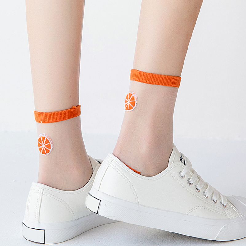 Youyo Đôi Vớ Sợi Thủy Tinh Trong Suốt Siêu Mỏng Họa Tiết Trái Bơ Dễ Thương Thời Trang Mùa Hè Hàn Quốc Cho Nữ