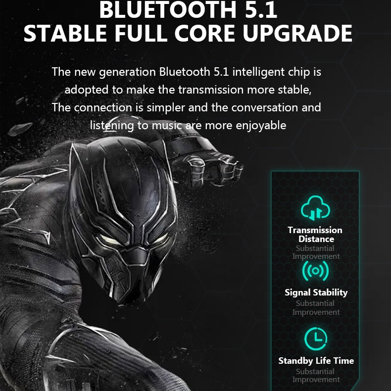 Tai nghe nhét tai DISNEY BTMV18 không dây Bluetooth âm thanh nổi độ trễ thấp thời lượng pin dài với micro chống nước