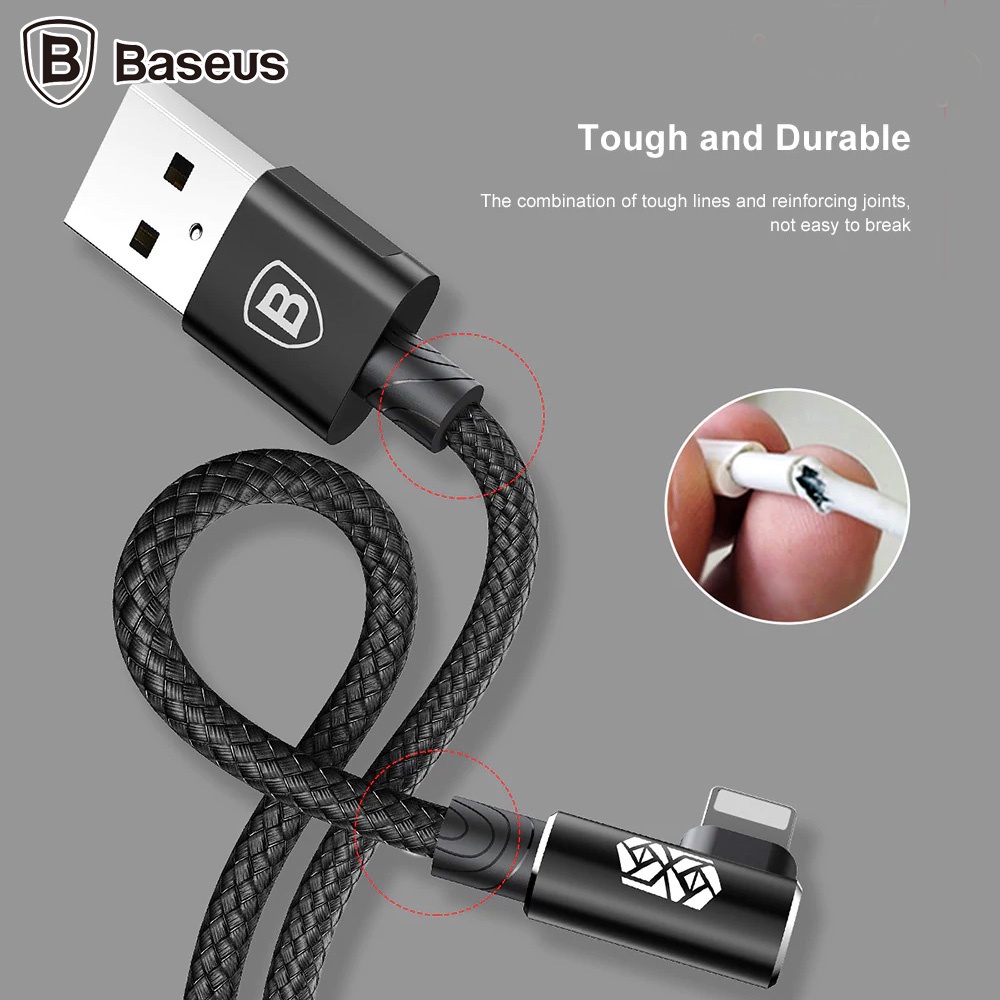 Dây Sạc iP 2.4a hình chữ L Baseus cáp chuyên dụng chơi game cho iP 13 12 11 Pro Max ...