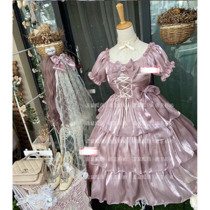 YAS0787-Váy Lolita op cộc tay sweet dream 3 tầng