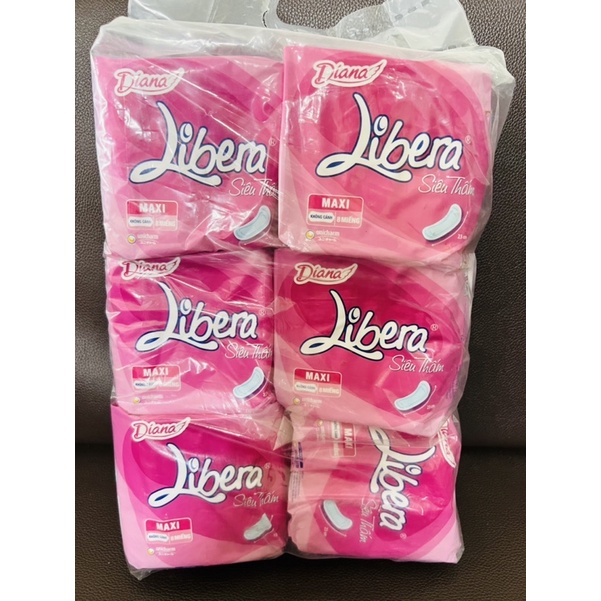 Bịch 6 Gói Băng Vệ Sinh Libera Siêu Thấm Siêu Mỏng Có Cánh/Không Cánh