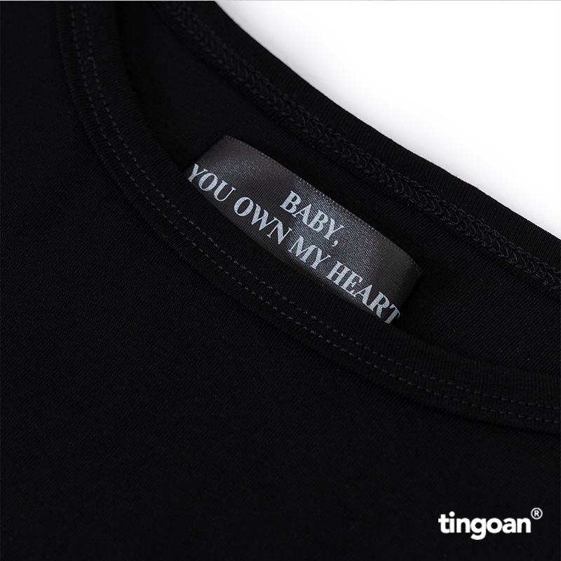 TINGOAN® - Áo phông độn vai 2 lớp cổ tròn đen LOVE SELLER TSHIRT/BL