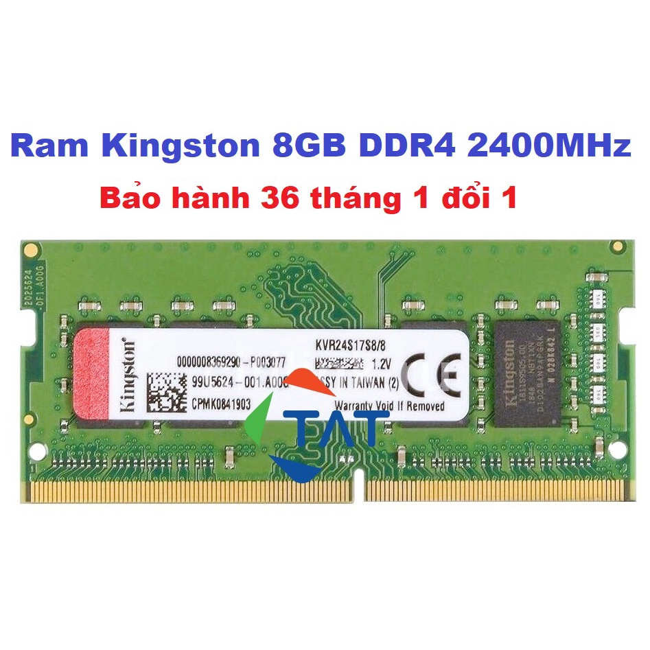 Ram Kingston DDR4 8GB 2400MHz Mới Chính Hãng - Dùng Cho Laptop Macbook