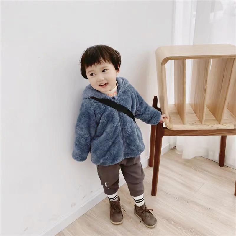 Áo khoác cho bé, áo lông cho bé trai và bé gái siêu mềm mại tai gấu dễ thương AT01