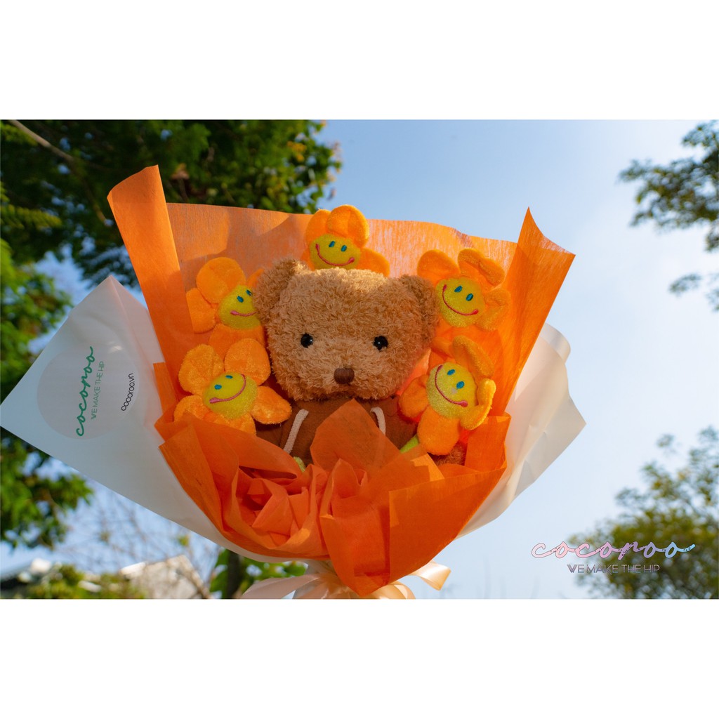 [COCOROO] Bó Hoa búp bê / Doll Bouquet / 인형꽃다발 / Hoodie Bear Orange