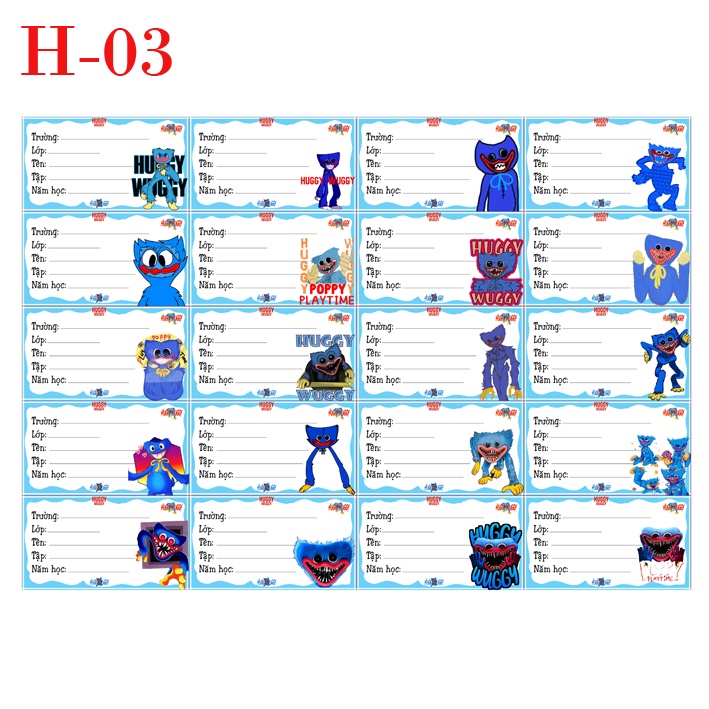 Nhãn vở hoạt hình Huggy Wuggy Poppy Playtime Anime Game