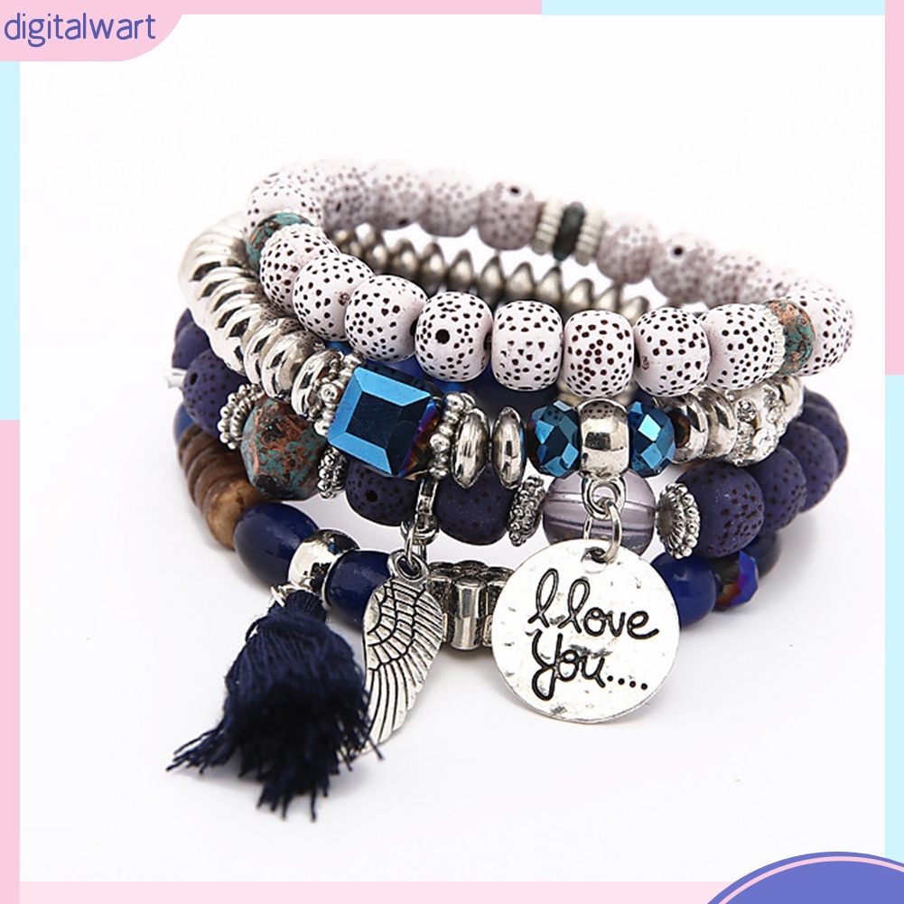 Vòng đeo tay chuỗi hạt nhiều lớp phong cách Bohemian cá tính thời trang cho nữ