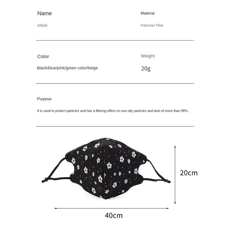 Khẩu Trang cotton Tinh Khiết 3 Lớp Chống Bụi Thoáng Khí Có Thể Tái Sử Dụng