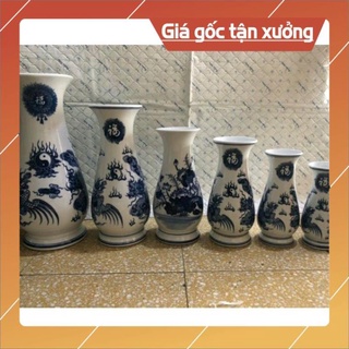 Lọ hoa thờ men lam hàng đẹp bát tràng