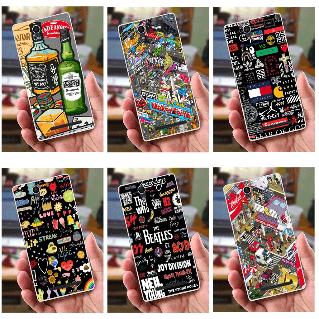 Ốp lưng Sony Xperia C3 (dẻo viền trắng trong) - Brands