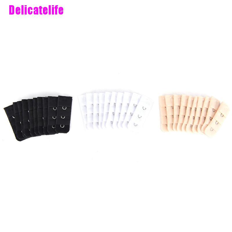 (Hàng Mới Về) Bộ 10 Đai Nối Dài Dây Áo Ngực 1 Hàng 3 Móc Cho Nữ