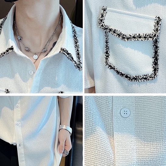 Áo sơ mi nam, Áo sơ mi dài 3/4, phối viền túi phong cách hàn quốc, lịch lãm sang trọng. không nhăn, không phai Mã N49