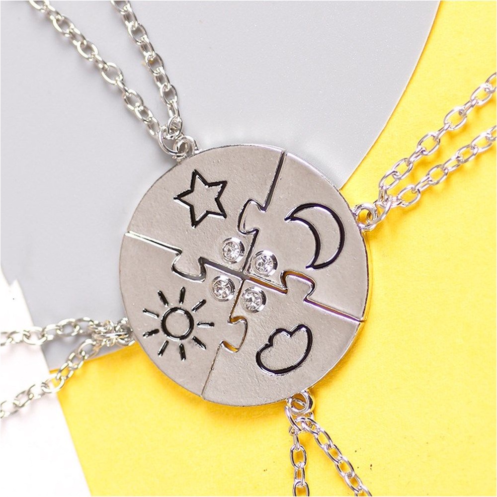 Set 4 Vòng cổ Tình Bạn Đính Đá Mặt Trăng Mặt Trời Đám Mây|Vòng Tay Tình Bạn Nhiều Màu Thời Trang