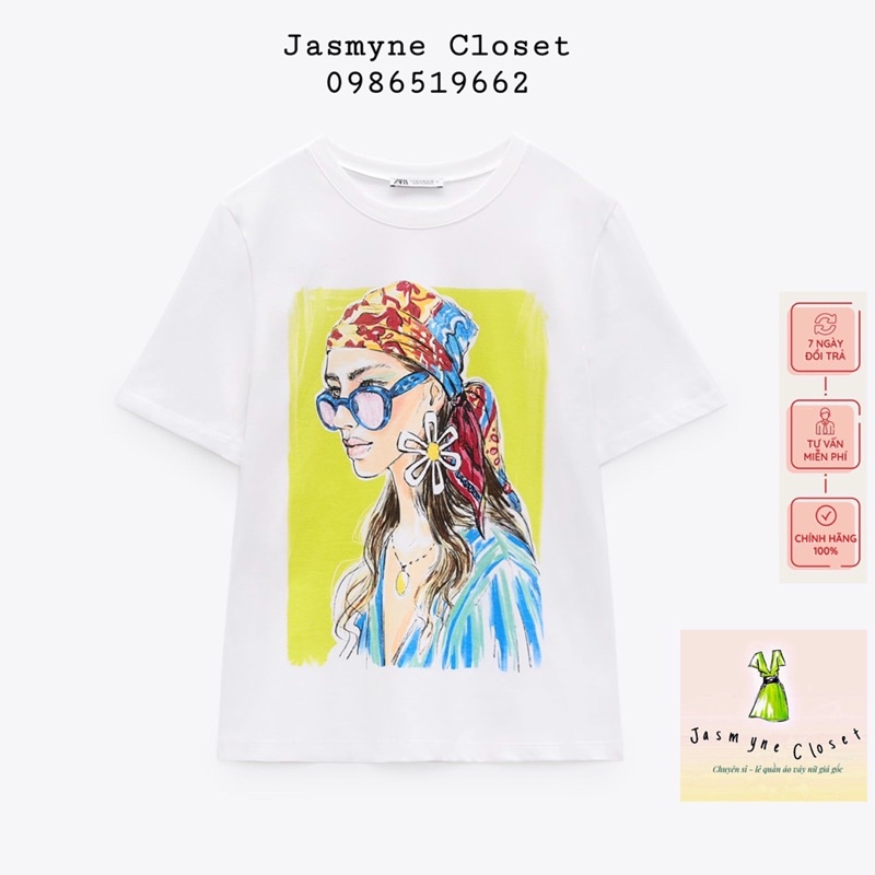 Áo phông zara hình cô gái cotton S79