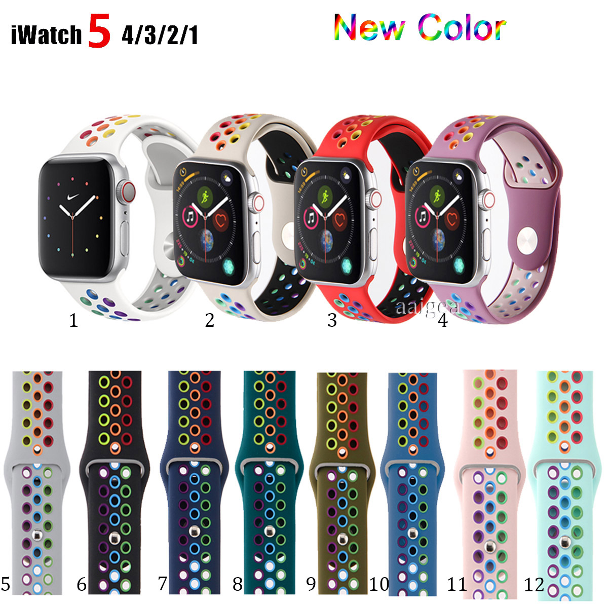 Dây Đeo Silicon Thể Thao Cho Đồng Hồ Thông Minh Apple Watch Series 5 4 3 2 1 38mm 40mm 42mm 44mm