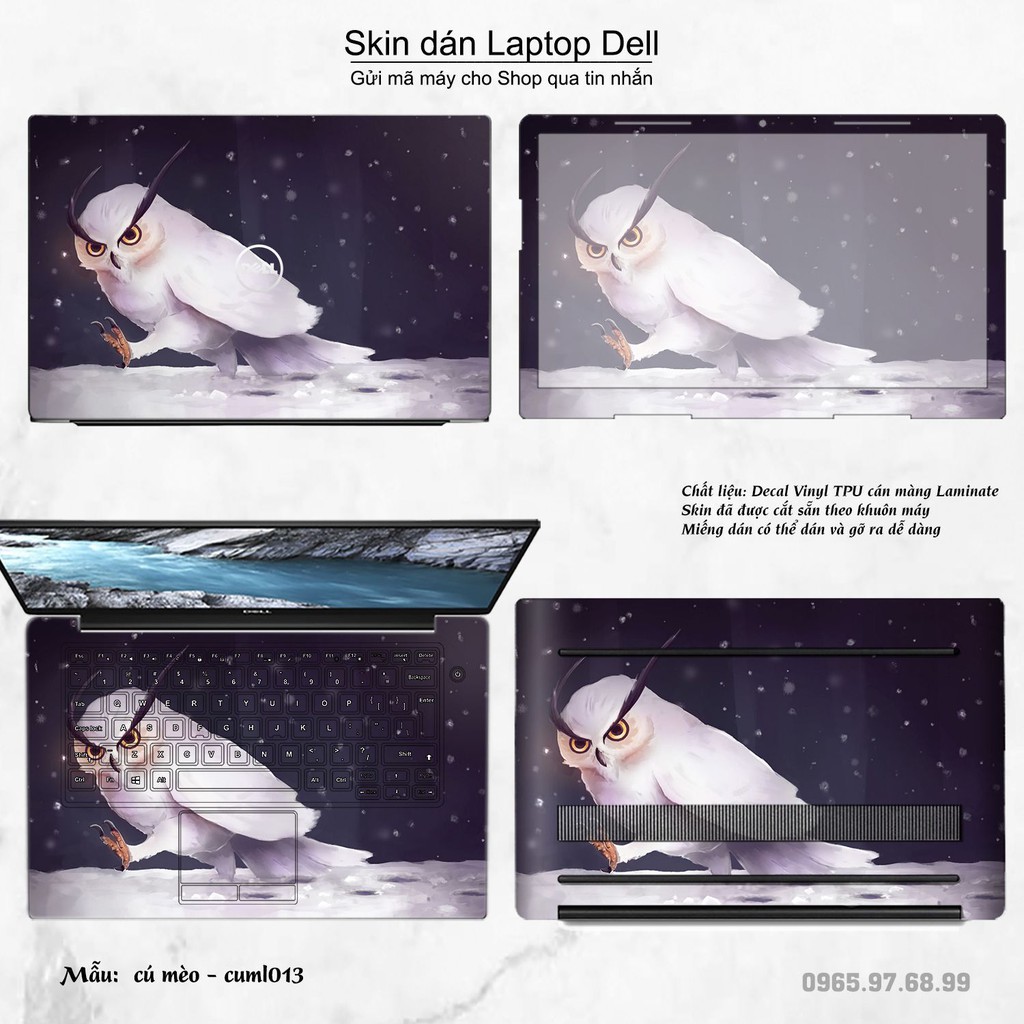 Skin dán Laptop Dell in hình Cú mèo (inbox mã máy cho Shop)