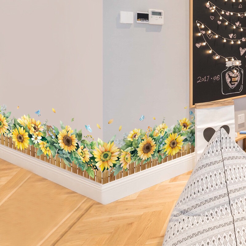 Decal dán chân tường hoa hướng dương to, sẵn keo dán