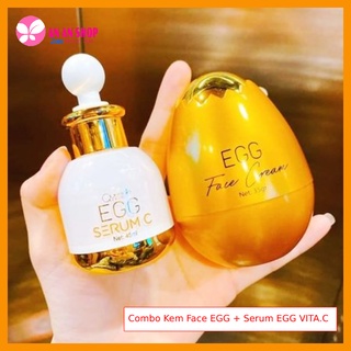 Combo kem face egg 35gr + serum egg vita c skin care 45ml - hàng chính hãng