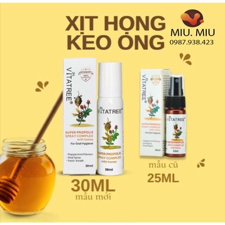 (mẫu mới 30ml) Xịt Keo Ong Vitatree Super Propolis Spray Complex with Honey 30ml