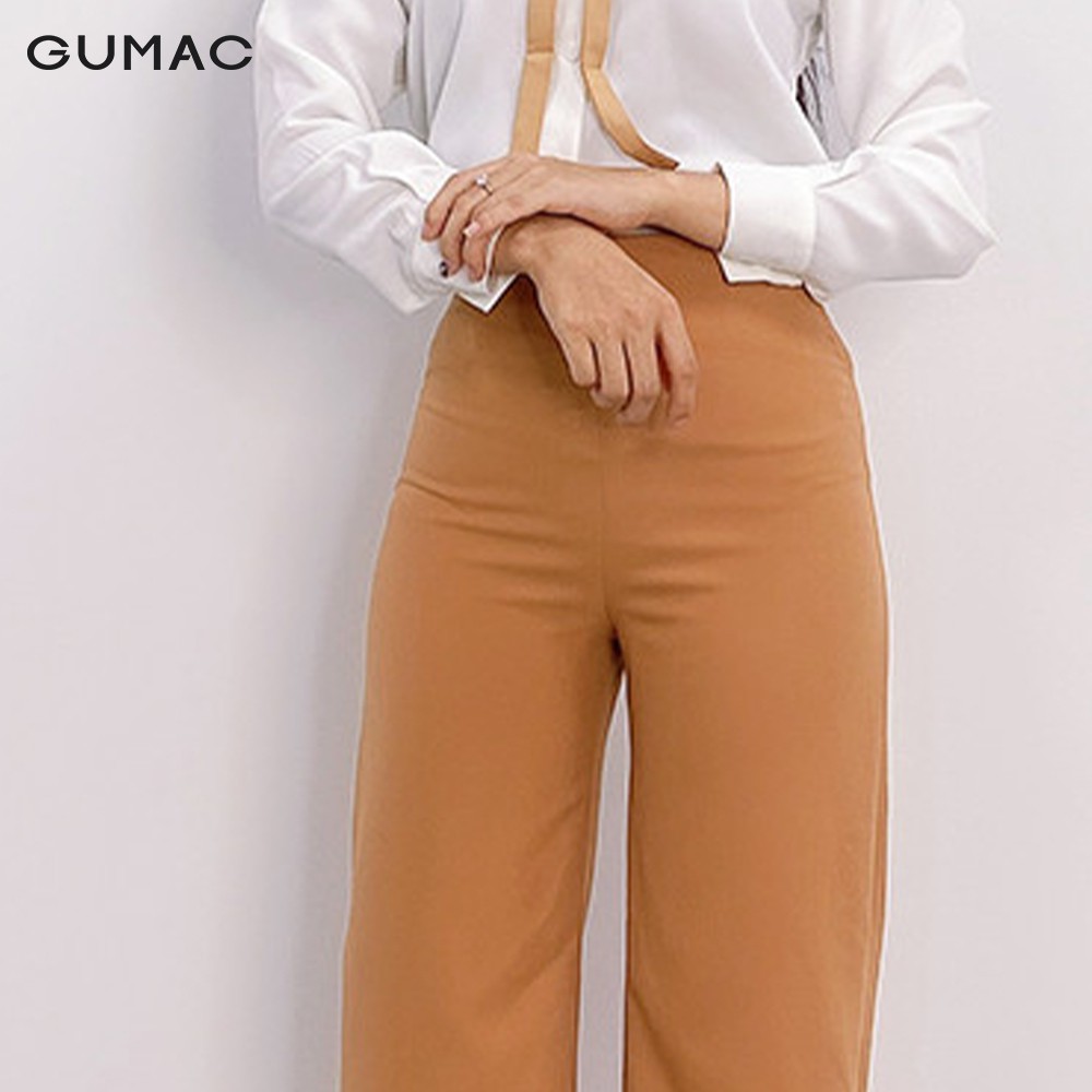 [Mã WABRGU72 giảm 10% tối đa 50k đơn 250k] Quần tây nữ ống rộng lưng liền GUMAC QA9119_NAU | BigBuy360 - bigbuy360.vn