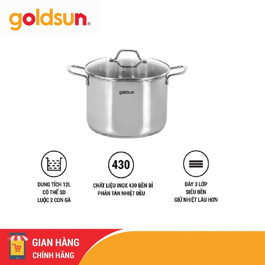 Nồi Inox 3 đáy Goldsun GH27-F28SG 28Cm Hàng chính hãng