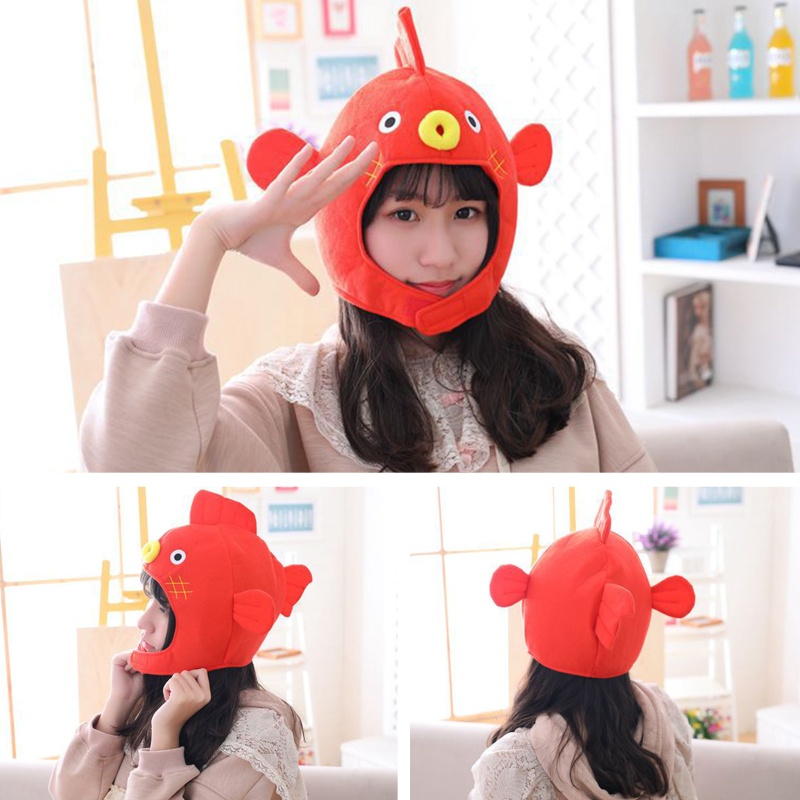 Mũ Trùm Đầu Nhồi Bông Hình Cá Hoạt Hình Vui Nhộn Hóa Trang Halloween