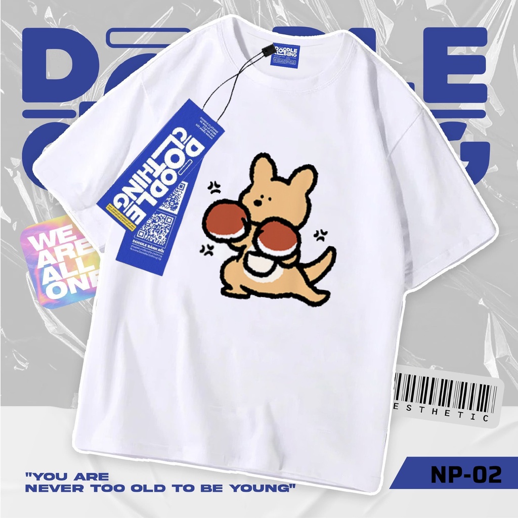 Áo thun nam nữ tay lỡ unisex oversize áo phông form rộng basic tee hình vẽ chuột túi đấm bốc