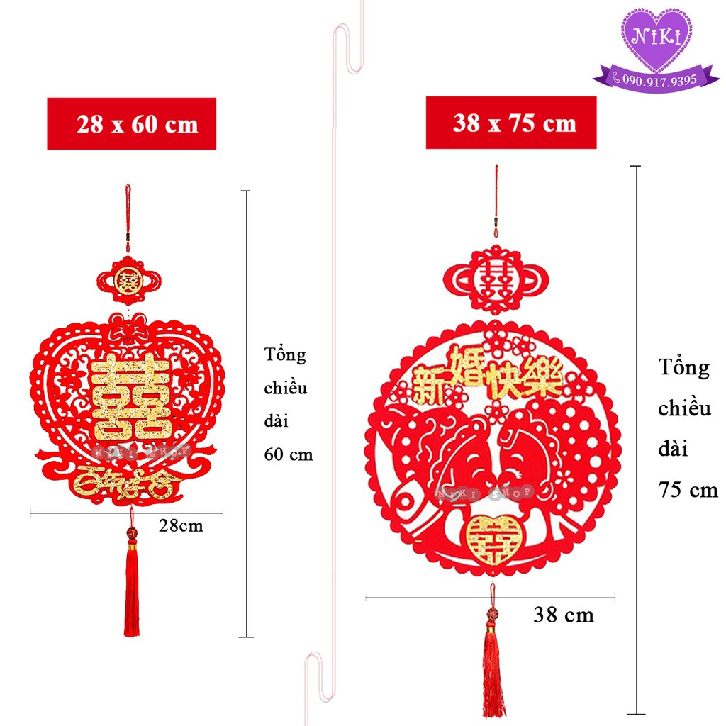 *CHỮ HỶ TREO TRANG TRÍ ĐÁM CƯỚI  - TẶNG MÓC TREO