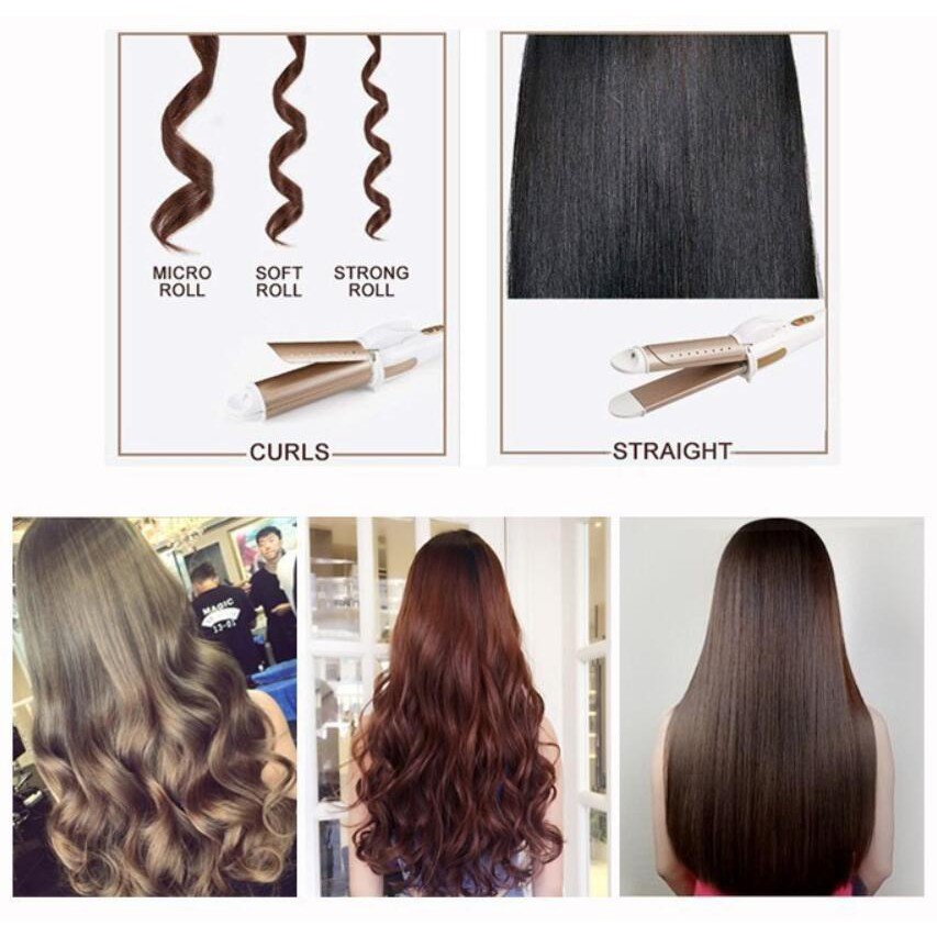 Máy Duỗi Tóc - Máy Uốn Tóc Đa Năng 2in1 Kèm Vỏ Bảo Vệ Cao Cấp