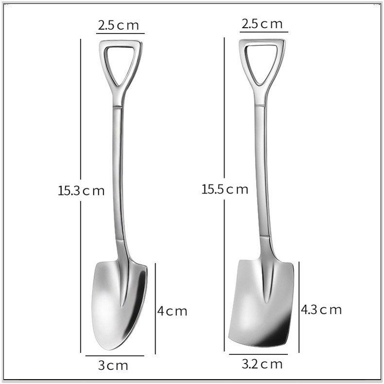 Thìa muỗng Inox hình Xẻng phong cách ăn đồ tráng miệng và trang trí mã 20103