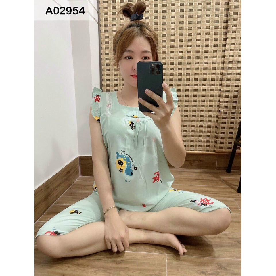 Set Bộ Lụa Lửng Tay Bèo Nhiều Hình Dễ Thương , Mẫu Ngẫu Nhiên - SBKT_012