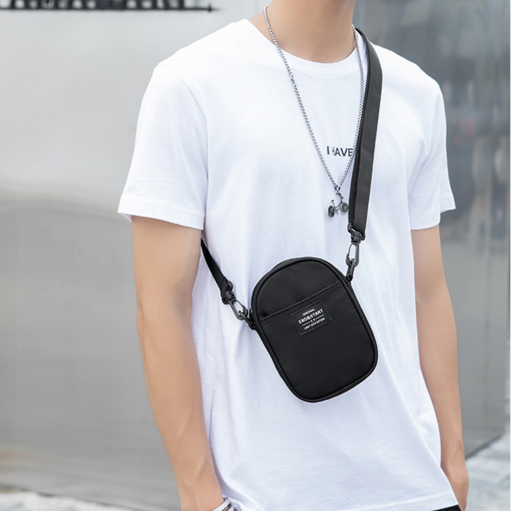 Túi Đeo Chéo Nam Nữ Mini Nhỏ Gọn Tiện Lợi TD48 Đeo Hông Vai Ngực Vải Màu Đen Chống Nước Dệt Trơn | BigBuy360 - bigbuy360.vn