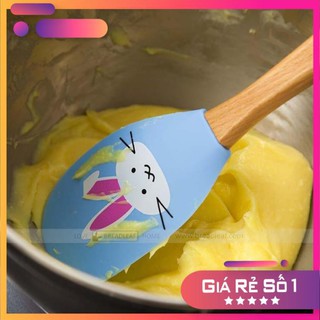 Phới Silicon Vét Bột Cán Gỗ Breadleaf - Spatula Size Đại