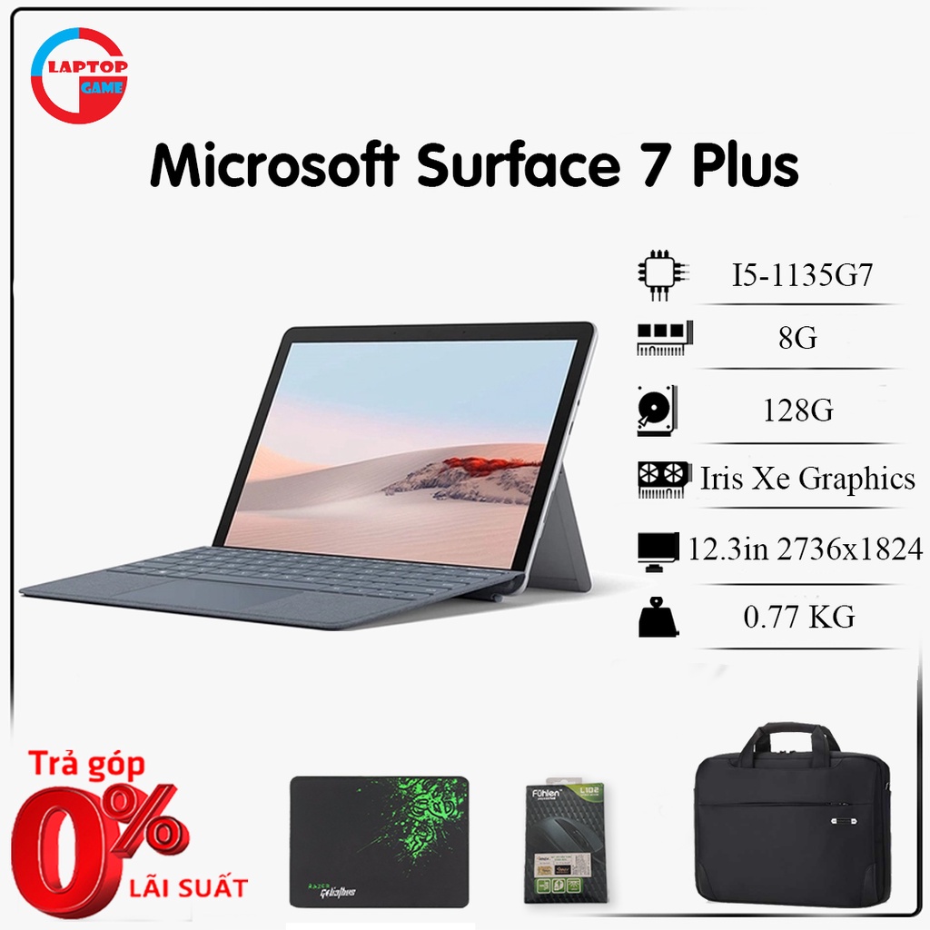 [Mã giảm 8% đơn 3000K] [Mới 100%] (Combo kèm bút+ phím) Máy tính Microsoft Surface Pro 7 Plus i5/8GB/128GB