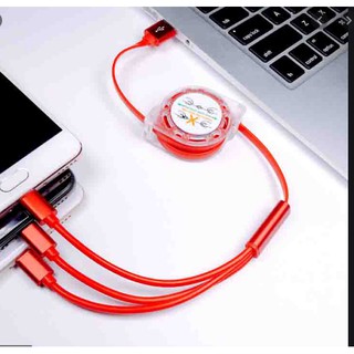 Cáp sạc 3 đầu dây rút tiện lợi 3 in 1 - micro - type c - lightning mẫu mới