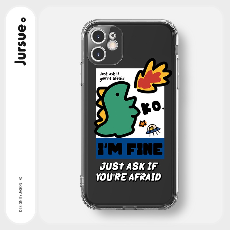 Ốp lưng JURSUE viền vuông hoạt hình dễ thương đẹp cho iPhone 13 12 11 Pro Max SE 2020 X XR XS ip 8 7 6 6S Plus kute Y224