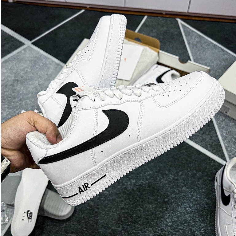 Giày _Nike Air force 1 trắng vệt đen, giày af1 móc đen chuẩn hàng trung Full Phụ Kiện