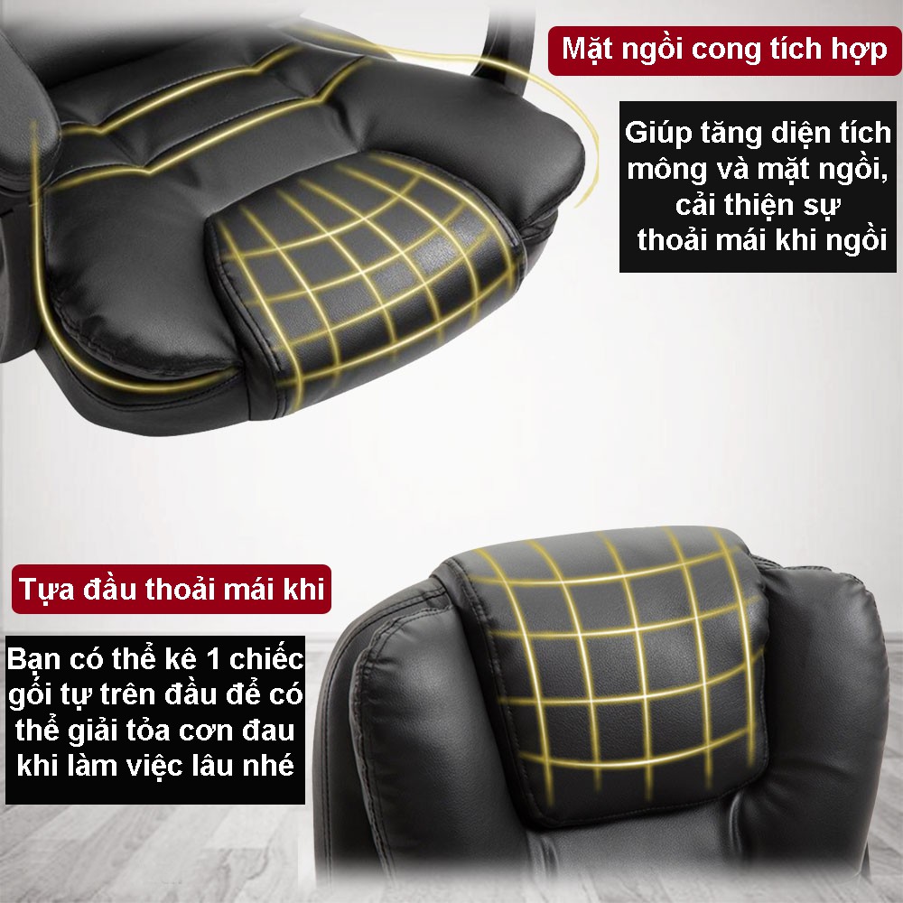 [Hàng New] Ghế Xoay Văn Phòng Có Massage Lưng Kèm Để Chân Cao Cấp - Ghế Da Giám Đốc Có Matxa Thư Giãn | BigBuy360 - bigbuy360.vn