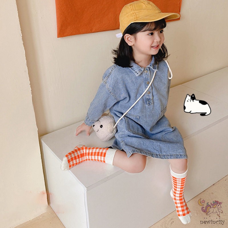 3 Đôi tất bằng cotton Họa tiết kẻ sọc ca rô màu kẹo phong cách hàn quốc size vừa cho bé trai và bé gái