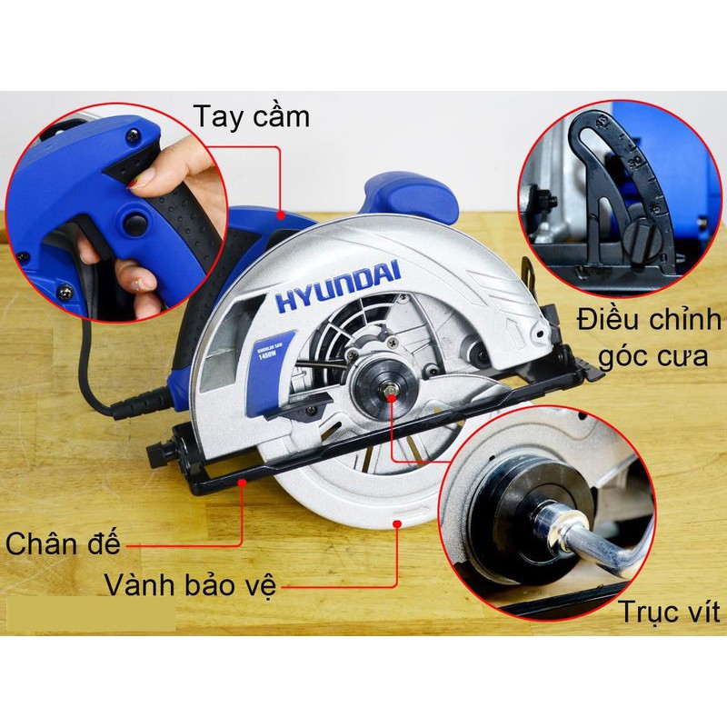 Máy xẻ gỗ mini- Máy cưa gỗ Hyundai HCD186 - 185mm chính hãng, 1450W mạnh mẽ, động cơ dây đồng bền bỉ