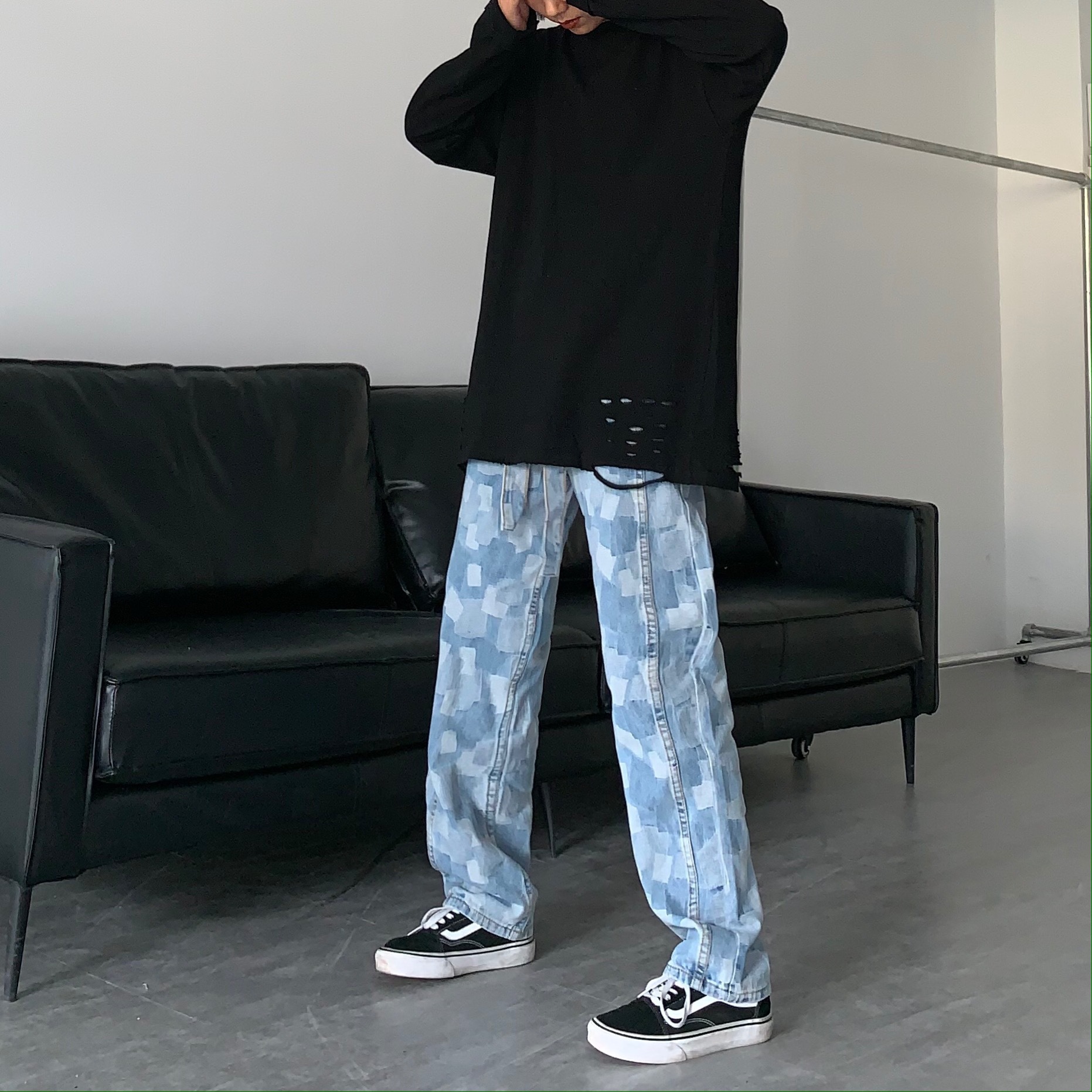 Quần jean dài dáng rộng phong cách retro hip hop thời trang cá tính cho nam | BigBuy360 - bigbuy360.vn