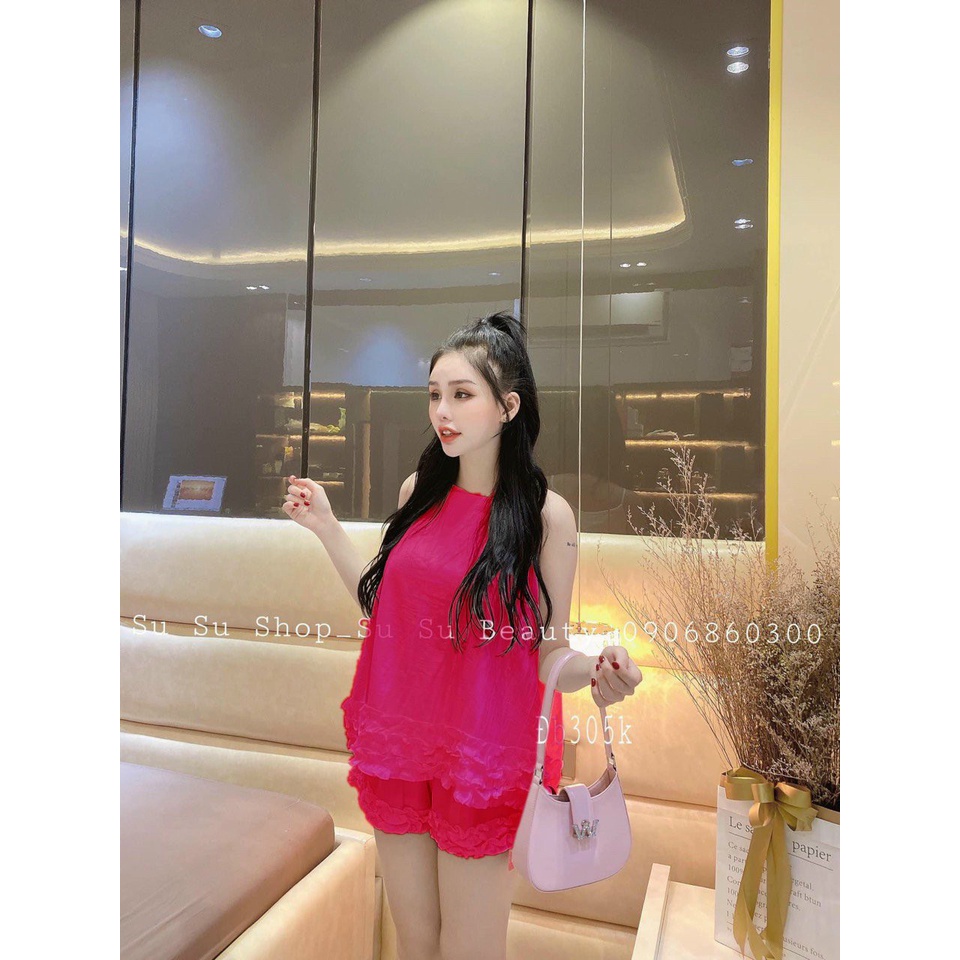 Sét bộ nữ áo hai dây bèo kate dày siêu xinh cho cô nàng năng động oa